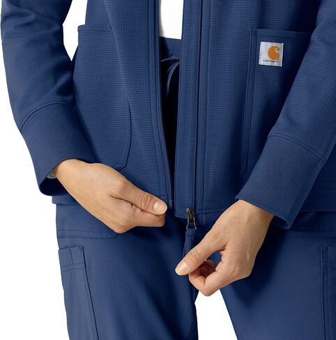 Carhartt Layers Scrubs for Women, Full Zip Waffle Hoodie - Navy, M in Saudi Arabia