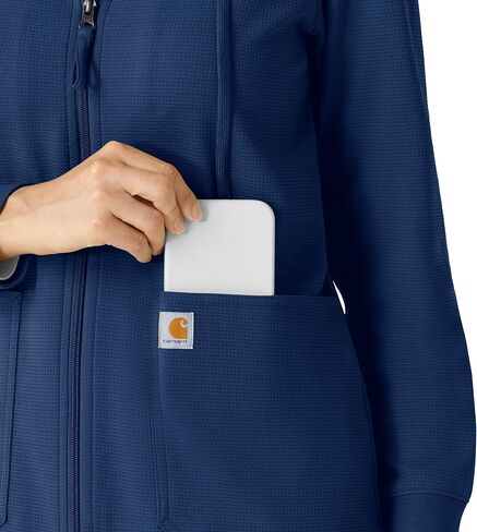 Carhartt Layers Scrubs for Women, Full Zip Waffle Hoodie - Navy, M in Saudi Arabia