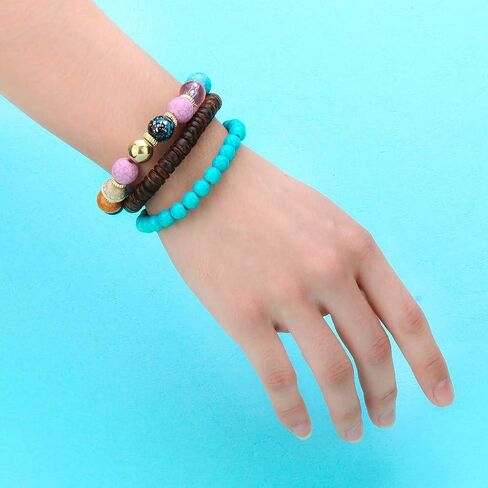 Hithop Bohemian Wood Beaded Bracelets & Bangles For Women Ethnic Tassel Elephant Multilayer Bracelet Charm Pulseiras Bijoux Candy Color Creative Gift Home Christmas Decor Clearance (Blue) in Saudi Arabia
