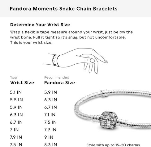 PANDORA Jewelry Moments Sparkling Pave Clasp Snake Chain Cubic Zirconia Bracelet in Sterling Silver, 7.5" in Saudi Arabia