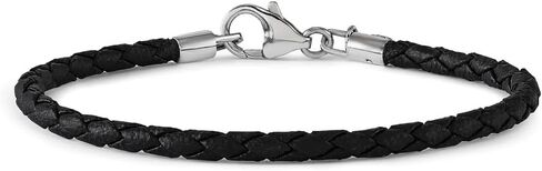Reflections Sterling Silver Black Leather Lobster Clasp Bead Bracelet 7.00 inches in Saudi Arabia