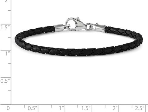Reflections Sterling Silver Black Leather Lobster Clasp Bead Bracelet 7.00 inches in Saudi Arabia