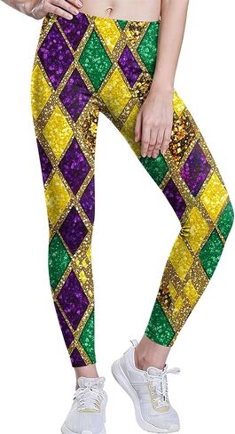 Mardi Leggings for Women Carnival Fat Tuesday High Waist Yoga Pants New Orleans Party Gift Tights Outfit in Saudi Arabia