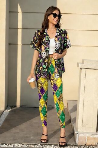 Mardi Leggings for Women Carnival Fat Tuesday High Waist Yoga Pants New Orleans Party Gift Tights Outfit in Saudi Arabia