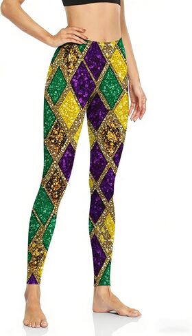 Mardi Leggings for Women Carnival Fat Tuesday High Waist Yoga Pants New Orleans Party Gift Tights Outfit in Saudi Arabia