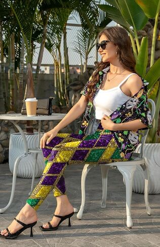 Mardi Leggings for Women Carnival Fat Tuesday High Waist Yoga Pants New Orleans Party Gift Tights Outfit in Saudi Arabia