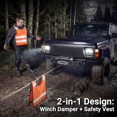 Tegeme 2 Pack Winch Damper Heavy Duty Vinyl Construction Winch Cable Damper Car Off-road Safety Cable Recovery Rope Dampener Blanket with Reflective Strips in Saudi Arabia