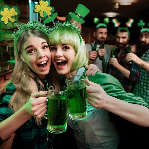 8 Pack St. Patrick's Day Headband Head Boppers, Lucky Green Shamrock and Leprechaun Hat Irish Flag Pattern, St. Paddy’s Day Accessories for Adults Party Favors, Irish Festival Parade Decorations in Kuwait