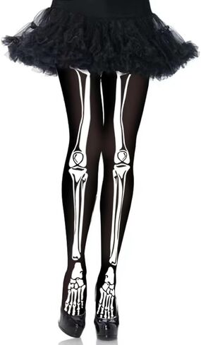 Skeleton Tights Zombie Legging with Feet, Black Halloween Skeleton Costume Skull Stocking Day of The Dead Scar Socks (US, Alpha, Small, Regular, Regular, BLACK) in Saudi Arabia