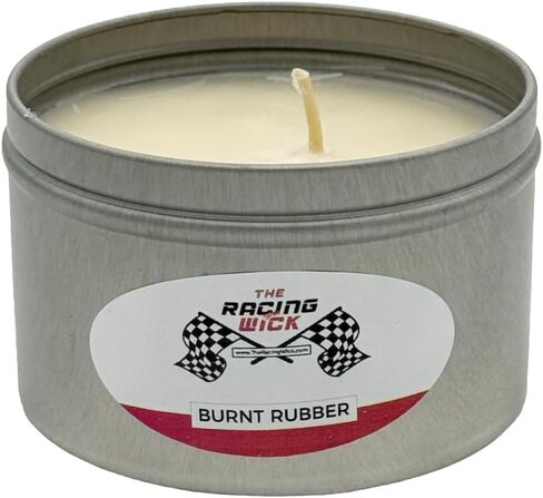Burnt Rubber Scented Candle - The Racing Wick - 8oz Tin Can in Saudi Arabia