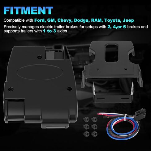 Trailer Brake Controller with 1-3 Axles Compatible with Ford GM Chevy Dodge RAM Toyota Jeep LED Display, Plug and Play, Replace#90160 in Saudi Arabia