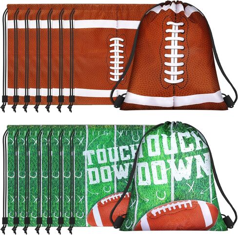 MIMIND 16 Pcs Football Drawstring Bag 15.8 x 13.4 Inch Football Backpack Treat Bag for Sports Decoration in Saudi Arabia