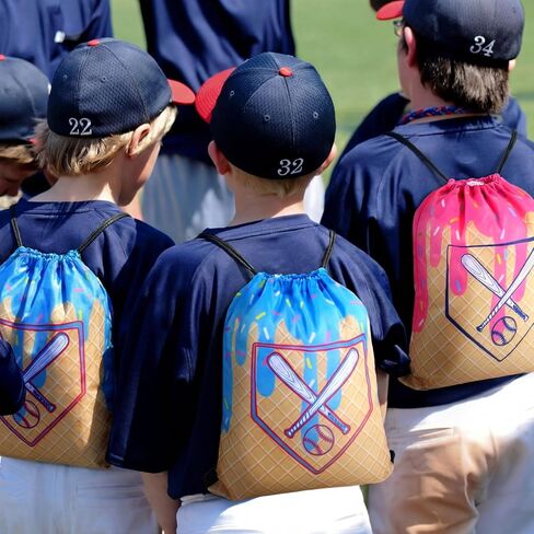 AmazingSpark 16 Pcs Baseball Ice Cream Drip Drawstring Bags 13.8 x 16.5 in Sport Party Goodie Favor Baseball Ice Cream Drip Snack Treat Bags for Team Gift Sport Team Birthday Theme Party Supplies in Saudi Arabia