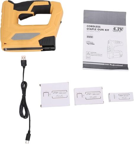 Diydeg Electric Staple Gun, 4.2V Rechargeable 2 in 1 Cordless Stapler, Professional Nail Gun with 3000 Pieces Nails and Staples for Upholstery, Home, Wood (2000mAh Electric Staple (with 3000Pcs in Saudi Arabia