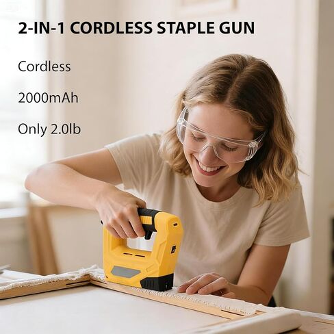 Fafeicy Cordless Staple Gun 4.2V 2 in 1 Electric Staple and Brad Nailer Kit with 3000Pcs Fasteners for Home Repair Woodworking and DIY Projects (2000mAh Electric Gun (with 3000Pcs Nails) in Saudi Arabia
