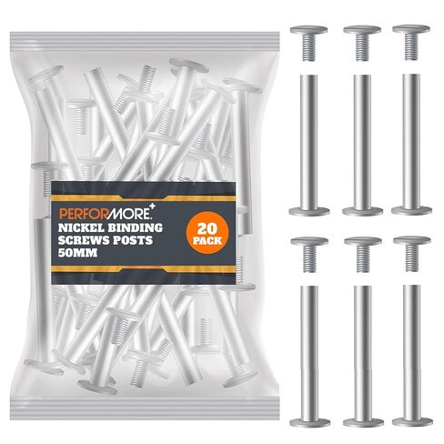 20 Pack of Chicago Screw Post Binding Screws, 50mm Nickel Plated Metal Screw Posts for Scrapbooking, Photo Albums, Binding Leather Repair in Saudi Arabia