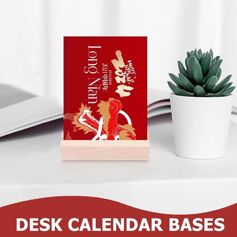 Sewroro 4pcs Wooden Calendar Stand Business Card Desk Display Tabletop Place Card Holders Wedding Table Number Holders in Saudi Arabia