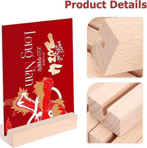 Sewroro 4pcs Wooden Calendar Stand Business Card Desk Display Tabletop Place Card Holders Wedding Table Number Holders in Saudi Arabia