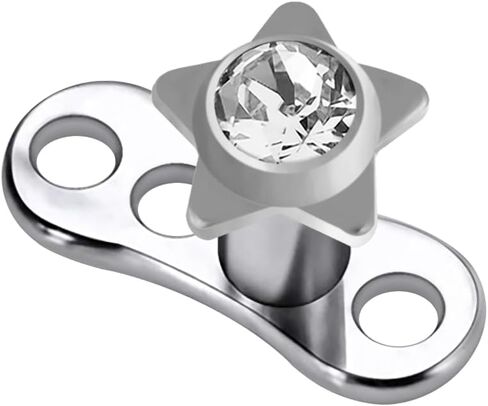 Crystal Stone Star 316L Surgical Steel Top with G23 Grade Titanium Internally Micro Dermal Anchor Drivers - Surface - Skin Piercing in Saudi Arabia