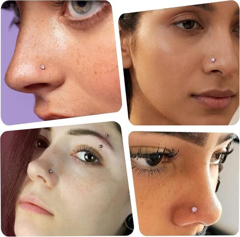 16PCS Silver Nose Rings Studs - 3mm Nose Studs for Women 20G Noses Piercing Jewelry - Stainless Steel in Kuwait
