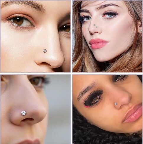 16PCS Silver Nose Rings Studs - 3mm Nose Studs for Women 20G Noses Piercing Jewelry - Stainless Steel in Kuwait