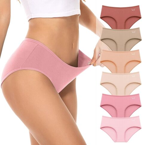 PULIOU Women's High Waisted Cotton Underwear Stretch Briefs Full Coverage Soft Breathable Panties 5 Pack in Saudi Arabia