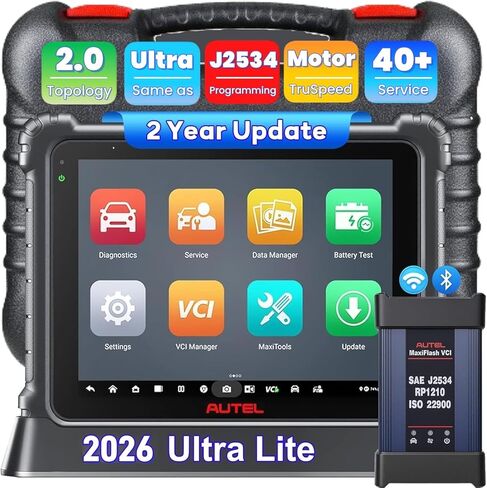 الماسح الضوئي Autel MaxiCom Ultra Lite، تحديثات مجانية لمدة عامين، مثل MaxiSys Ultra، 2026 Up of MS919 MS909 MS906 Elite II Pro، Topology 2.0، إصلاح Motor TruSpeed، أكثر من 40 خدمة، نصائح إصلاح، FCA SGW، in Kuwait