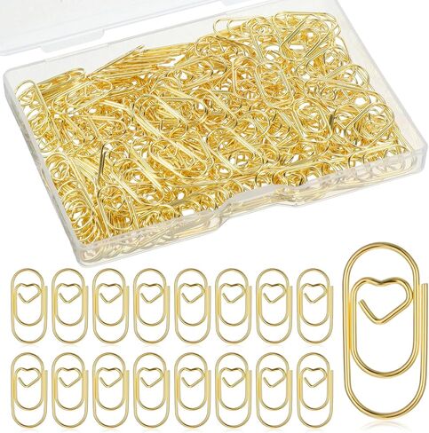 200Pcs Gold Paper Clips Small, Heart Paper Clips, Cute Paperclip Stainless Steel, Heart Shaped Mini Papers Clip for Home Office School Wedding Decorative Supplies(0.79inch) in Kuwait