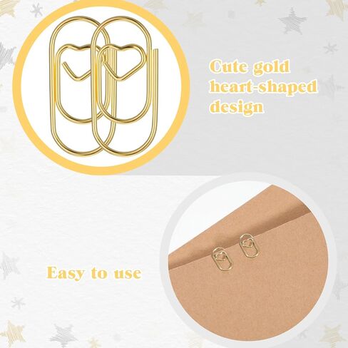 200Pcs Gold Paper Clips Small, Heart Paper Clips, Cute Paperclip Stainless Steel, Heart Shaped Mini Papers Clip for Home Office School Wedding Decorative Supplies(0.79inch) in Kuwait