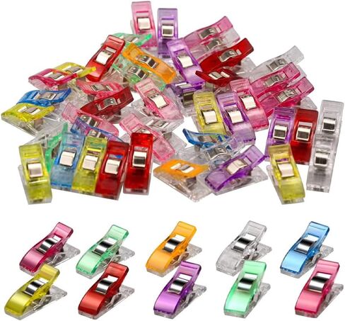 50pcs Multicolor Office Clips, Sewing Clips Craft Clamps for Crochet and Knitting, All Purpose Clips for Quilting Binding Clips, Fabric Clips, Paper Clips in Saudi Arabia