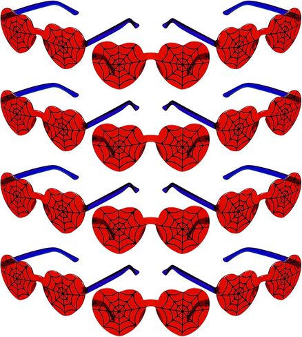 Kingdder 12 Pcs Spiderweb Glasses Red Blue Heart Eyeglasses for Spider Theme Birthday Party Favors Classroom Reward Gifts, 5.51 x 5.59 Inches in Saudi Arabia
