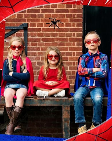 Kingdder 12 Pcs Spiderweb Glasses Red Blue Heart Eyeglasses for Spider Theme Birthday Party Favors Classroom Reward Gifts, 5.51 x 5.59 Inches in Saudi Arabia