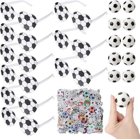 120pcs Soccer Party Glasses Set 2026 Senior Night Gifts with Heart Eyeglasses Soccer Stress Balls Stickers for Team Gift Bags Party Favor in Saudi Arabia