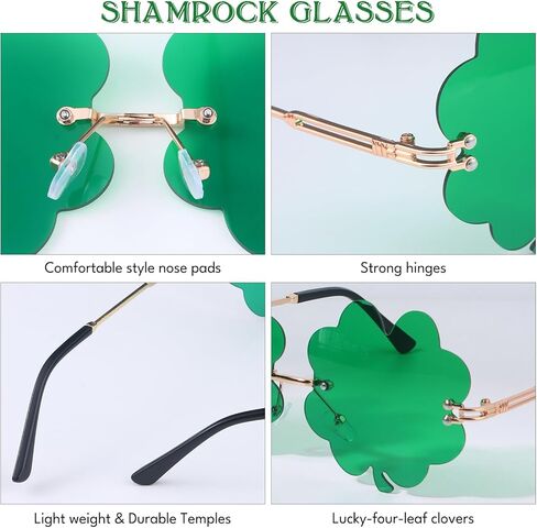 Giovanchi 6pcs St Patricks Day Accessories Party Favors Set - Irish Shamrock Earrings Beads Necklaces Glasses for Womens Mens in Kuwait