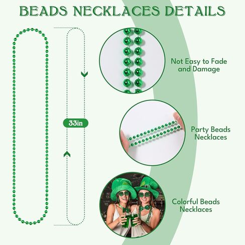 Giovanchi 6pcs St Patricks Day Accessories Party Favors Set - Irish Shamrock Earrings Beads Necklaces Glasses for Womens Mens in Kuwait