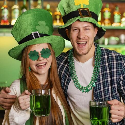 Giovanchi 6pcs St Patricks Day Accessories Party Favors Set - Irish Shamrock Earrings Beads Necklaces Glasses for Womens Mens in Kuwait