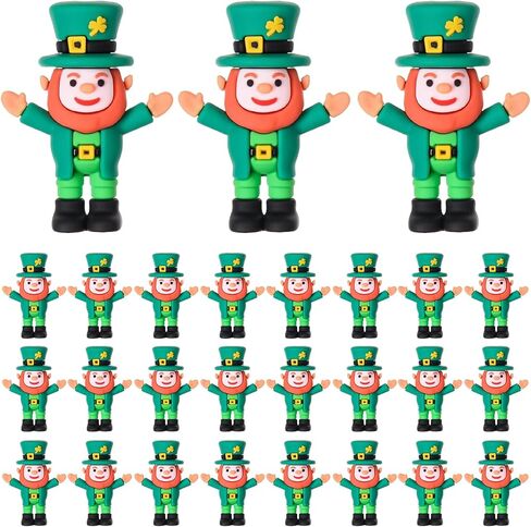 30 Pcs St Patricks Day Leprechaun Figurine Mini Leprechaun Dolls Bulk,Small Leprechaun Figures，Miniature lrish Leprechauns Decorations for St. Patrick's Day Gifts Party Favor Home Garden Table Decor in Saudi Arabia