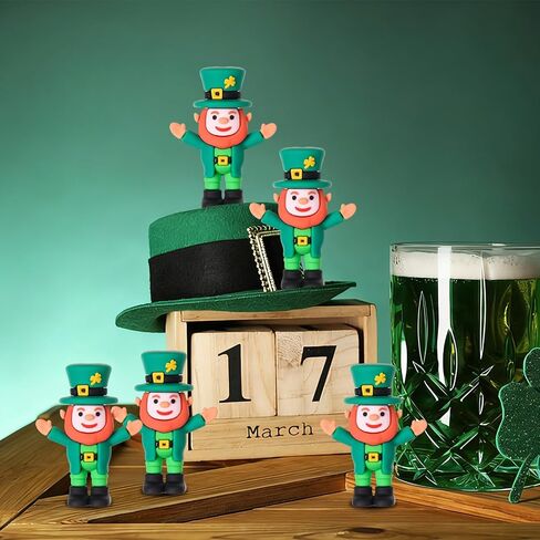 30 Pcs St Patricks Day Leprechaun Figurine Mini Leprechaun Dolls Bulk,Small Leprechaun Figures，Miniature lrish Leprechauns Decorations for St. Patrick's Day Gifts Party Favor Home Garden Table Decor in Saudi Arabia