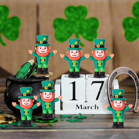 30 Pcs St Patricks Day Leprechaun Figurine Mini Leprechaun Dolls Bulk,Small Leprechaun Figures，Miniature lrish Leprechauns Decorations for St. Patrick's Day Gifts Party Favor Home Garden Table Decor in Saudi Arabia