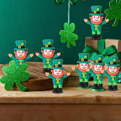 30 Pcs St Patricks Day Leprechaun Figurine Mini Leprechaun Dolls Bulk,Small Leprechaun Figures，Miniature lrish Leprechauns Decorations for St. Patrick's Day Gifts Party Favor Home Garden Table Decor in Saudi Arabia