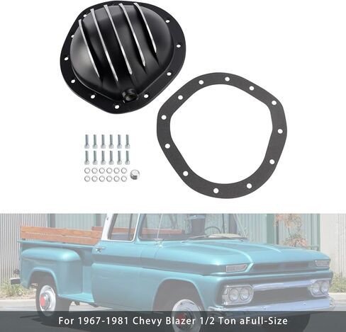 Bruce & Shark 12 Bolt غطاء خلفي تفاضلي من الألومنيوم الأسود مناسب لـ Chevy لـ GMC 1/2 Ton 1962-1982، لـ Chevy Blazer 1/2 Ton aFull-Size 1967-1981، لـ GMC Jimmy 1/2 Ton بالحجم الكامل 1967-1981 in Kuwait