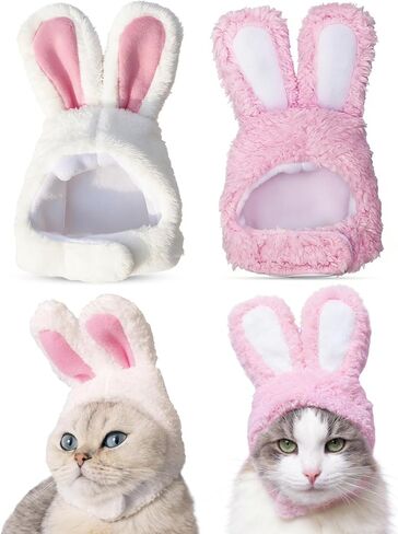 قطعتان من آذان الأرنب للقطط، قبعة أرنب قطيفة مع آذان للقطط والكلاب الصغيرة، زي حفلات عيد الفصح اللطيف، إكسسوارات أغطية الرأس للحيوانات الأليفة in Kuwait