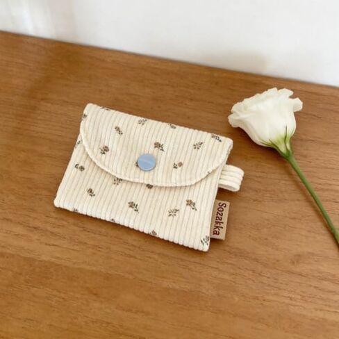 Corduroy Card Pouch – Compact Coin Wallet for Cards, IDs & Small Essentials, Easy Daily Carry (Beige) in Saudi Arabia