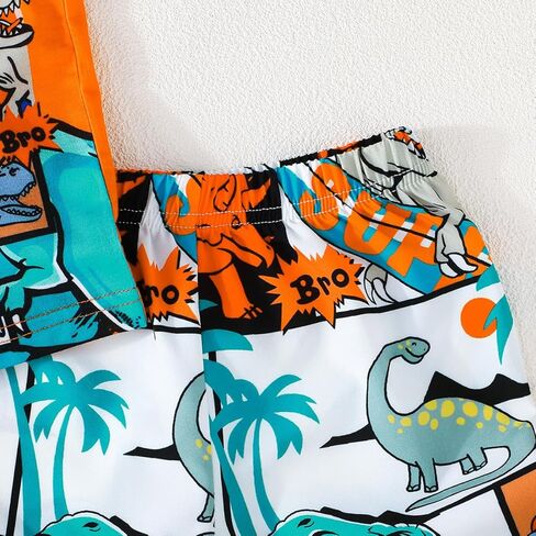 2-Piece Sleeveless Dinosaur Tank Top & Shorts Set, Summer Lightweight Casual Outfit for Boys, Fun Cartoon Dino Print Clothing in Saudi Arabia