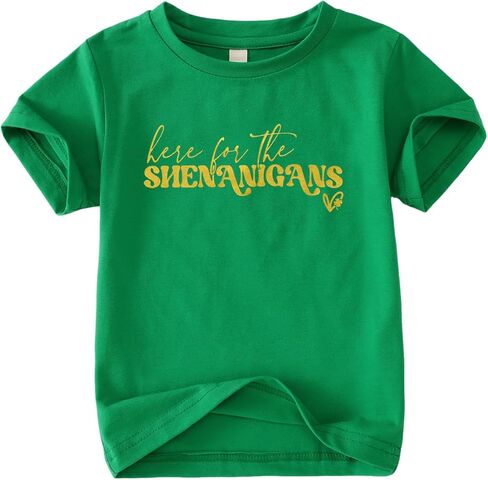 Toddler Boy Girl St Patrick's Day T-Shirt Prone to Shenanigans and Malarkey Shirt Clover Shamrock Short Sleeve Tee Top in Saudi Arabia