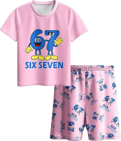Boys Girls 67 Meme Shirts Pants Set Kids Teens Six Seven Home Casual Clothes Outfit Playwear 5-14Y in Saudi Arabia