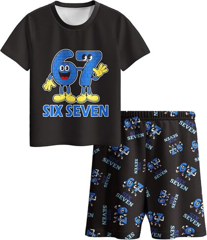 Boys Girls 67 Meme Shirts Pants Set Kids Teens Six Seven Home Casual Clothes Outfit Playwear 5-14Y in Saudi Arabia