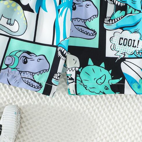 2-Piece Sleeveless Dinosaur Tank Top & Shorts Set, Summer Lightweight Casual Outfit for Boys, Fun Cartoon Dino Print Clothing in Saudi Arabia