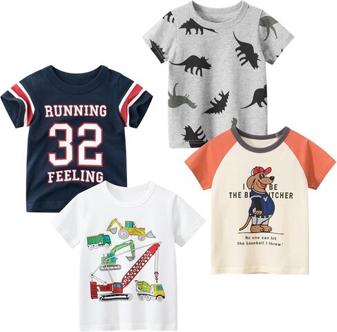 Boys' Short Sleeve T-Shirt and Short Outfit Set Size 1-7 Years Toddler Boys' Dinosaur Print Cotton Summer Outfits Sets in Saudi Arabia