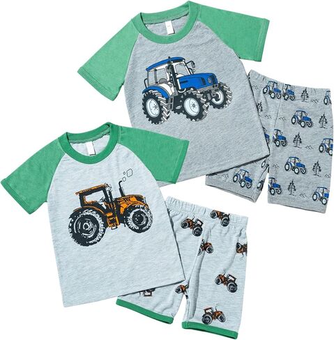 Boys' Short Sleeve T-Shirt and Short Outfit Set Size 1-7 Years Toddler Boys' Dinosaur Print Cotton Summer Outfits Sets in Saudi Arabia